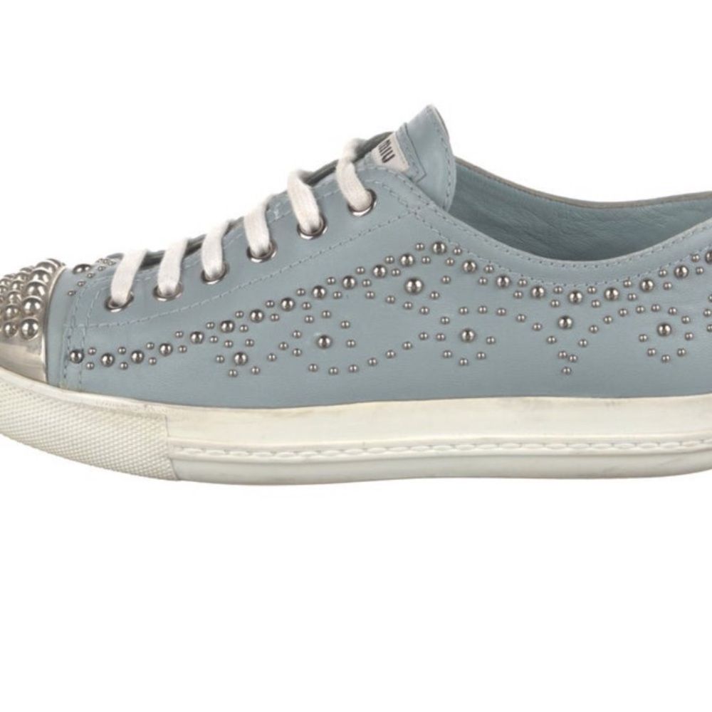 Miu Miu Blue Leather Studded sneakers size 36 - Picture 4 of 14